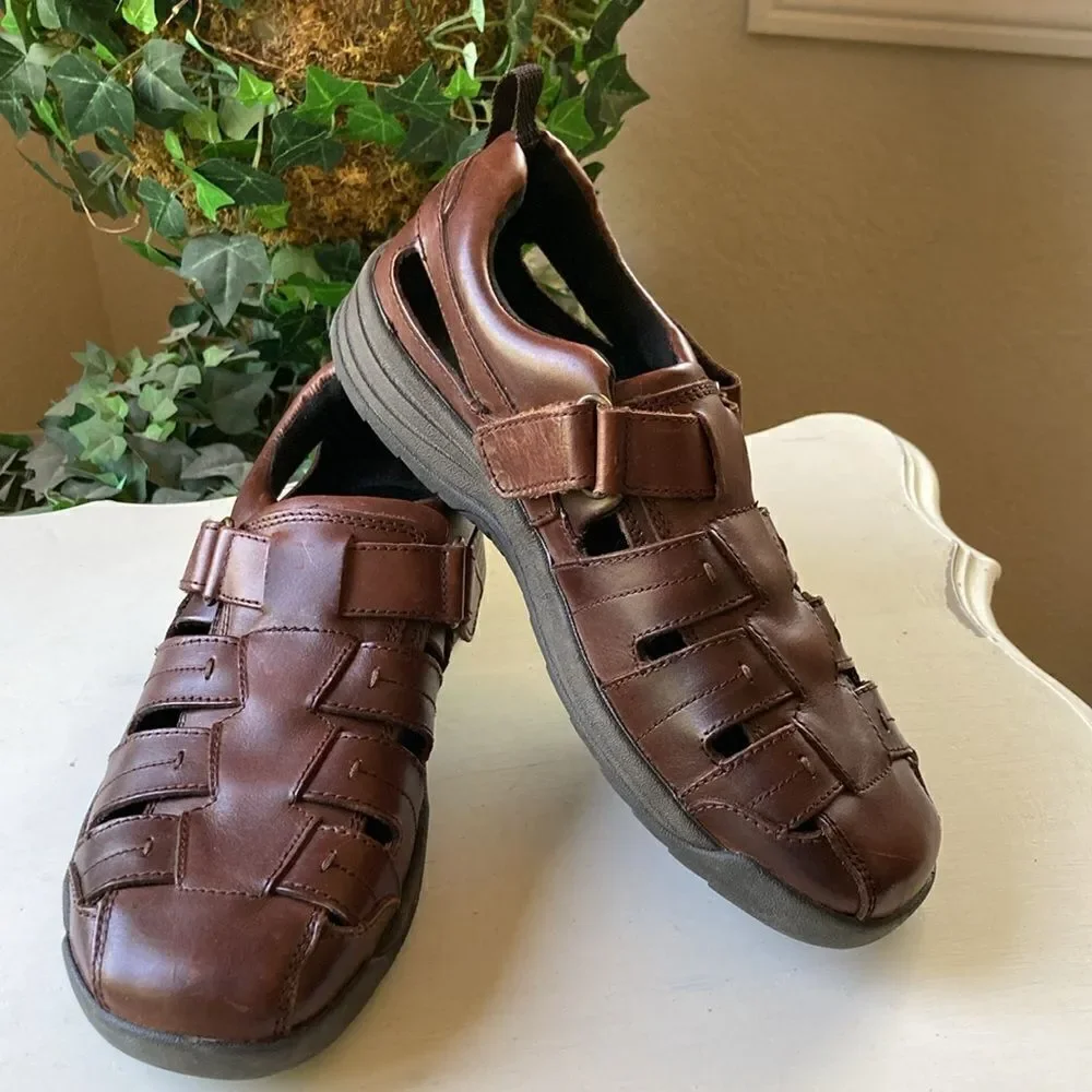 Drew Dublin Leather Fisherman Style Mens Sandals Size 11